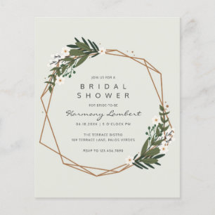 Boho Geometric Gold Greenery Budget Vrijgezellenfe Flyer