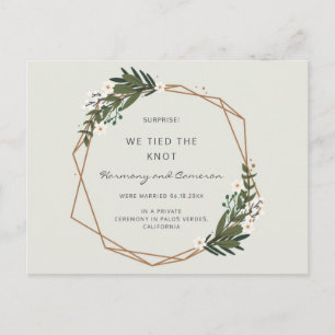 Boho Geometric Gold Greenery Wedding Elopement Aankondigingskaart