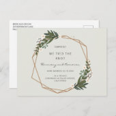 Boho Geometric Gold Greenery Wedding Elopement Aankondigingskaart (Voorkant / Achterkant)