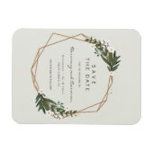 Boho Geometric Gold Lijst Greenery Save the Date Magneet (Horizontaal)