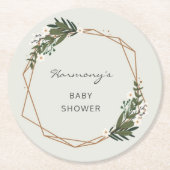 Boho Geometric Greenery Gender Neutral Baby shower Ronde Kartonnen Onderzetter (Voorkant)