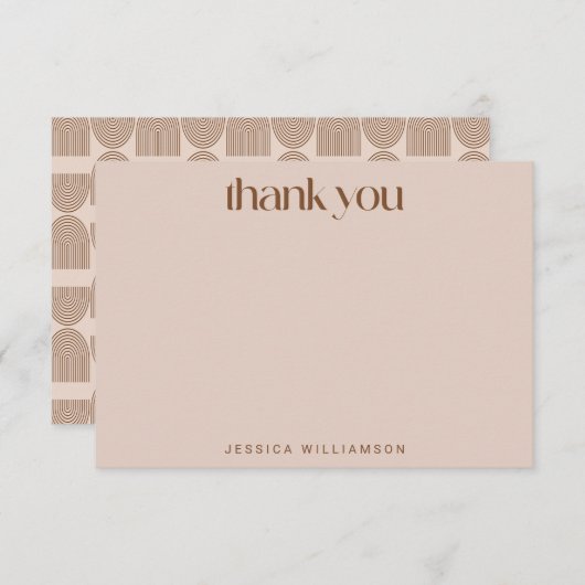 Boho Geometric Lines Terracotta Custom Shower Bedankkaart (Voorkant / Achterkant)