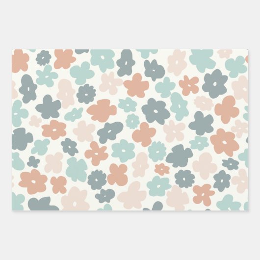 Boho Geometric Neutral Fun Floral Pastel Inpakpapier Vel (Voorkant)