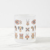 Boho Geometric Pattern Mug, Earthy Tones Cup Matglas Koffiemok (Center)