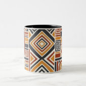 "Boho Geometric Pattern Mug, Earthy Tones Cup Tweekleurige Koffiemok (Center)