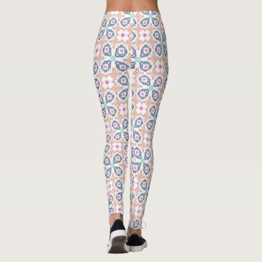 Boho Geometric Stitchwork Floral Seamless Leggings (Achterkant)