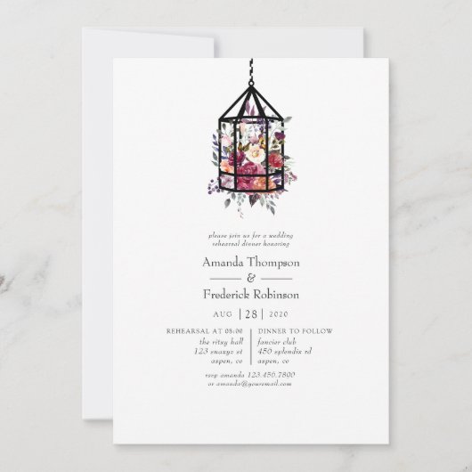 Boho Geometric Terrarium Floral Rehearsal Dinner Kaart (Voorkant)