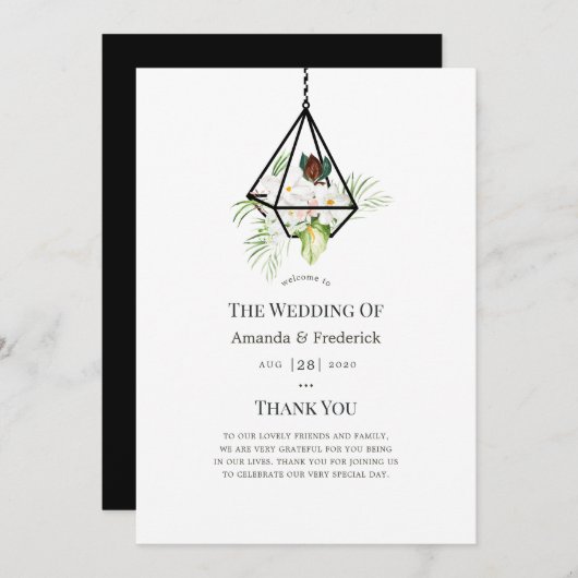 Boho Geometric Terrarium Floral Wedding Programmakaart (Voorkant / Achterkant)