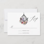 Boho Geometric Terrarium Floral Wedding RSVP Kaartje (Voorkant)