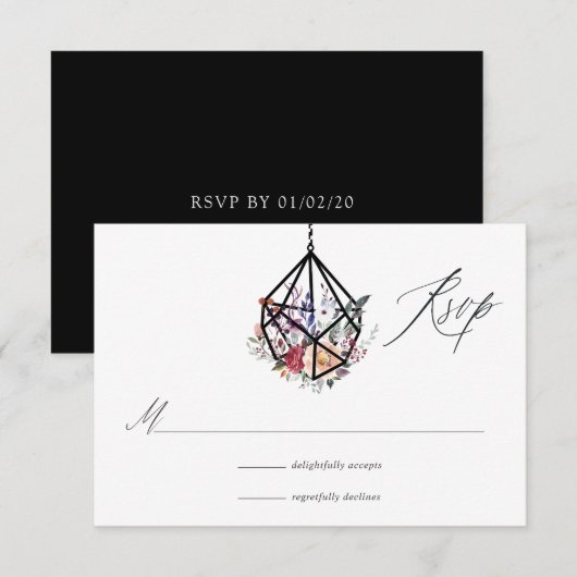 Boho Geometric Terrarium Floral Wedding RSVP Kaartje (Voorkant / Achterkant)