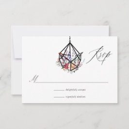 Boho Geometric Terrarium Floral Wedding RSVP Kaartje