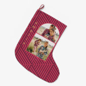 Boho Geometric Two Photo and Name Grote Kerstsok (Voorkant (Hangend))