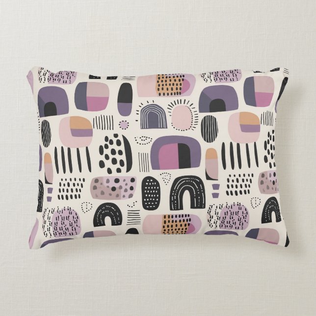 Boho geometrisch abstract patroon accent kussen (Voorkant)