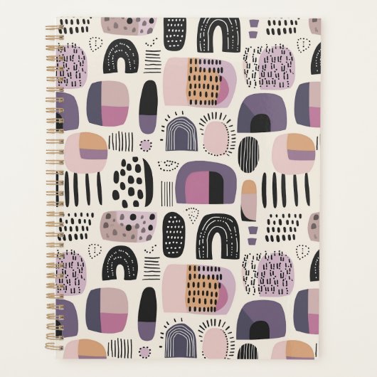 Boho Geometrisch Abstract Patroon Planner (Voorkant)