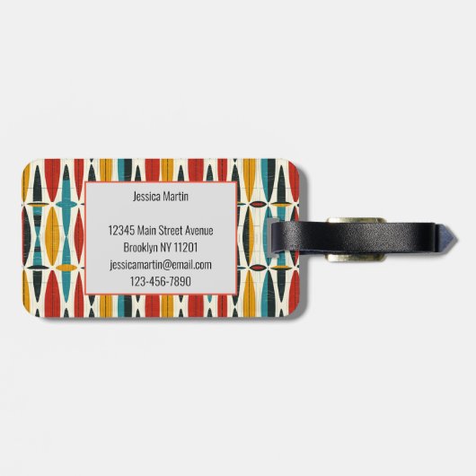 Boho geometrisch bagagelabel (Achterkant horizontaal)