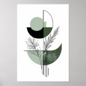Boho Geometrisch Botanisch Groen Elegant Poster (Voorkant)