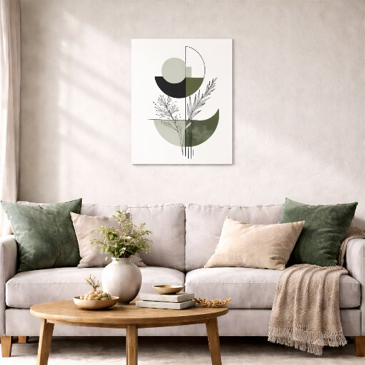 Boho Geometrisch Botanisch Groen Elegant Poster