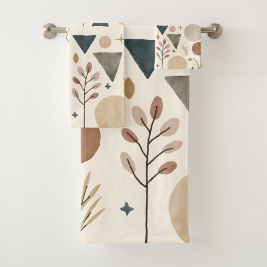 Boho geometrisch botanisch patroonontwerp 385 bad handdoek (Insitu)