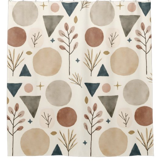 Boho geometrisch botanisch patroonontwerp 385 douchegordijn (Voorkant)