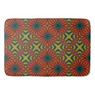 Boho Geometrisch Bruin Rood Geel Blauw Etnisch Sta Badmat
