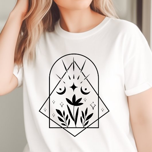 Boho Geometrisch Halvemaan Bloemmotief Tri-Blend Shirt