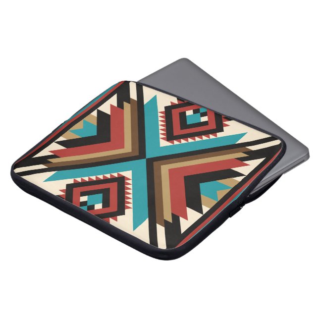 Boho Geometrisch Laptop Sleeve (Voorkant top)