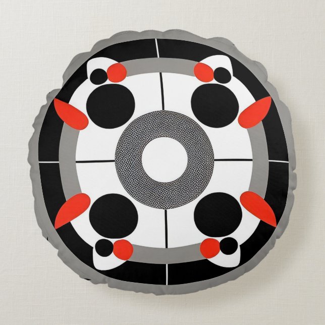 Boho Geometrisch Levendig Meerkleurig Symmetrisch Rond Kussen (Voorkant)