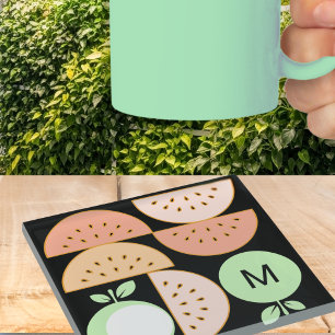 Boho Geometrisch Mid-Century Modern Fruit Monogram Glazen Onderzetter