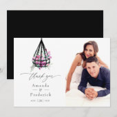 Boho geometrisch terrarium bloemenbruiloft foto bedankkaart (Voorkant / Achterkant)