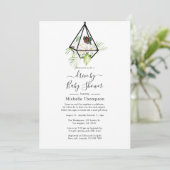 Boho geometrisch terrarium bloemendrive-by shower kaart (Staand voorkant)