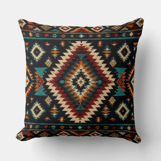 Boho geometrisch textielpatroon – roestig teal & r kussen