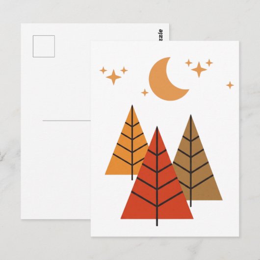 Boho Geometrisch Woud – Minimalistische Dennenbome Briefkaart (Voorkant / Achterkant)