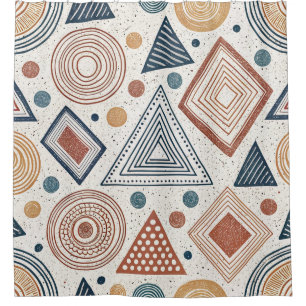 Boho geometrische Abstracte vormen terracotta patr Douchegordijn