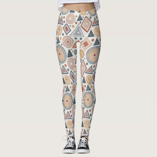 Boho geometrische Abstracte vormen terracotta patr Leggings (Voorkant)
