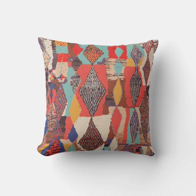 Boho Geometrische Kilim Print Kussen Textuur Patro (Voorkant)