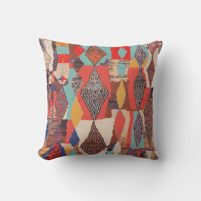 Boho Geometrische Kilim Print Kussen Textuur Patro (Voorkant)