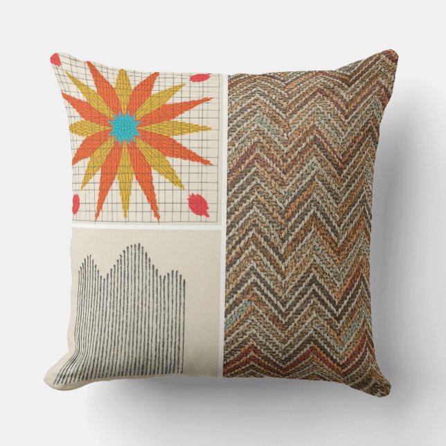 Boho geometrische kussen – aardse textielkussen  (Voorkant)