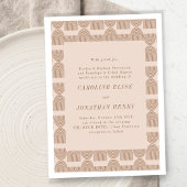 Boho geometrische lijnen terracotta formeel huweli kaart