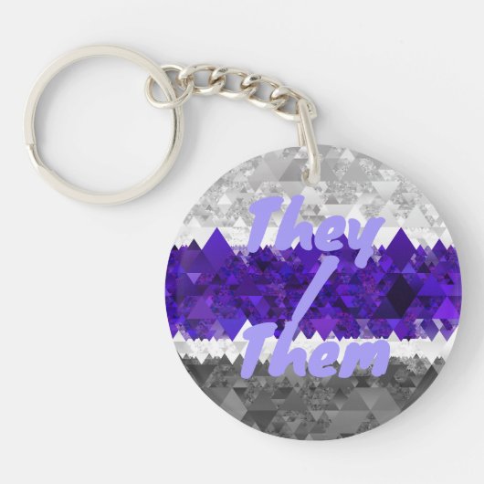 Boho Geometrische Mod Retro Greygender Pride Vlag Sleutelhanger (Voorkant)