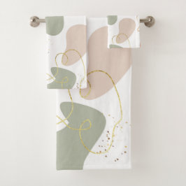 Boho geometrische organische vormen patroon op wit bad handdoek
