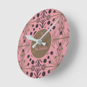 Boho Geometrische Pijl Roze Gepersonaliseerd Ronde Klok (Hoek)