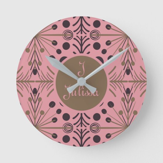 Boho Geometrische Pijl Roze Gepersonaliseerd Ronde Klok (Voorkant)