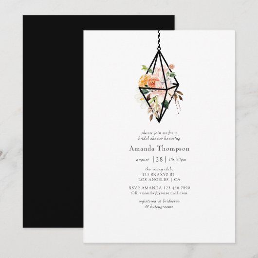 Boho geometrische terrarium bloem bruiloft feest kaart (Voorkant / Achterkant)