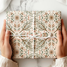 Boho geometrische volkskunst cadeaupapier