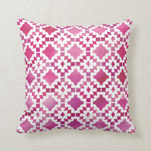 Boho Geometrische Waterverf Pinks Kussen