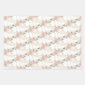 Boho gepersonaliseerde blush rozen gouden quincean inpakpapier vel (Voorkant)