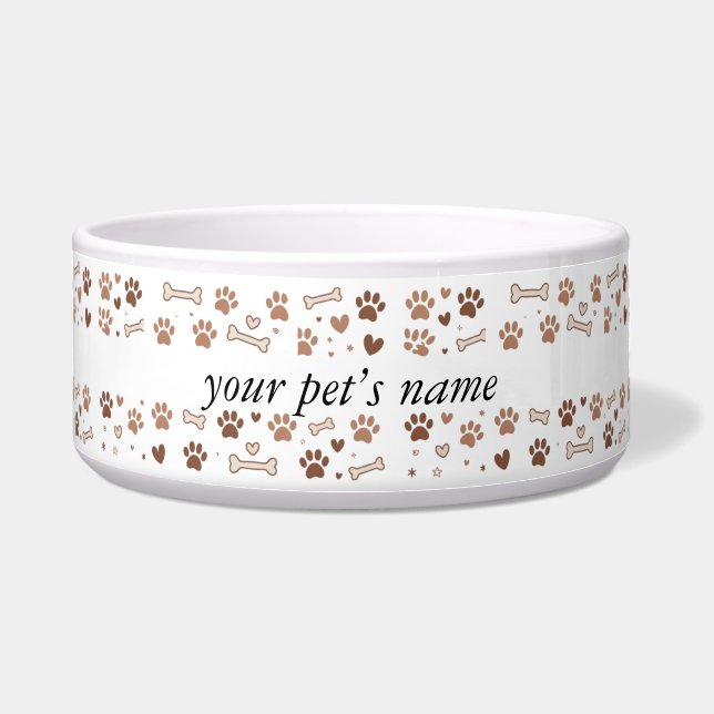 Boho Gepersonaliseerde Pet Bowl Custom Hond of Kat Voerbakje (Voorkant)