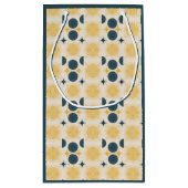 Boho gepersonaliseerde zon maan sterren blauw geel klein cadeauzakje (Achterkant)