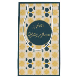 Boho gepersonaliseerde zon maan sterren blauw geel klein cadeauzakje