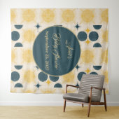 Boho gepersonaliseerde zon maan sterren blauw geel wandkleed (In Situ (horizontaal))